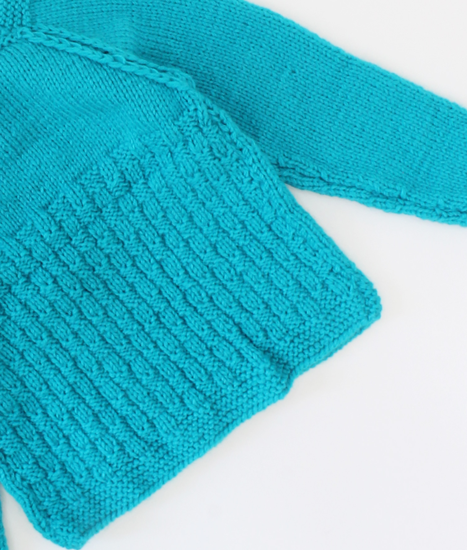 Woonie Handmade Cable Knitting Sweater With Reglan Sleeves-Blue