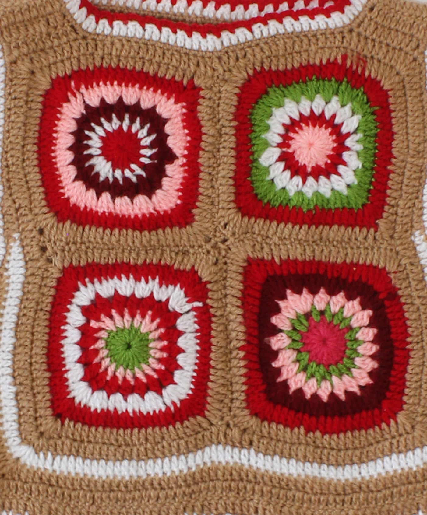 Woonie Handmade Sleeveless Multicolour Granny Square Sweater-Multicolour