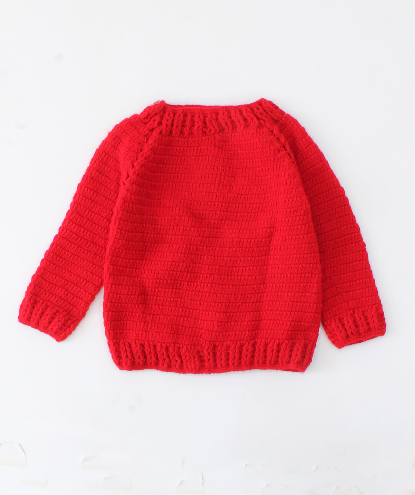 Woonie Full Sleeves Handmade Petals Design Sweater-Red