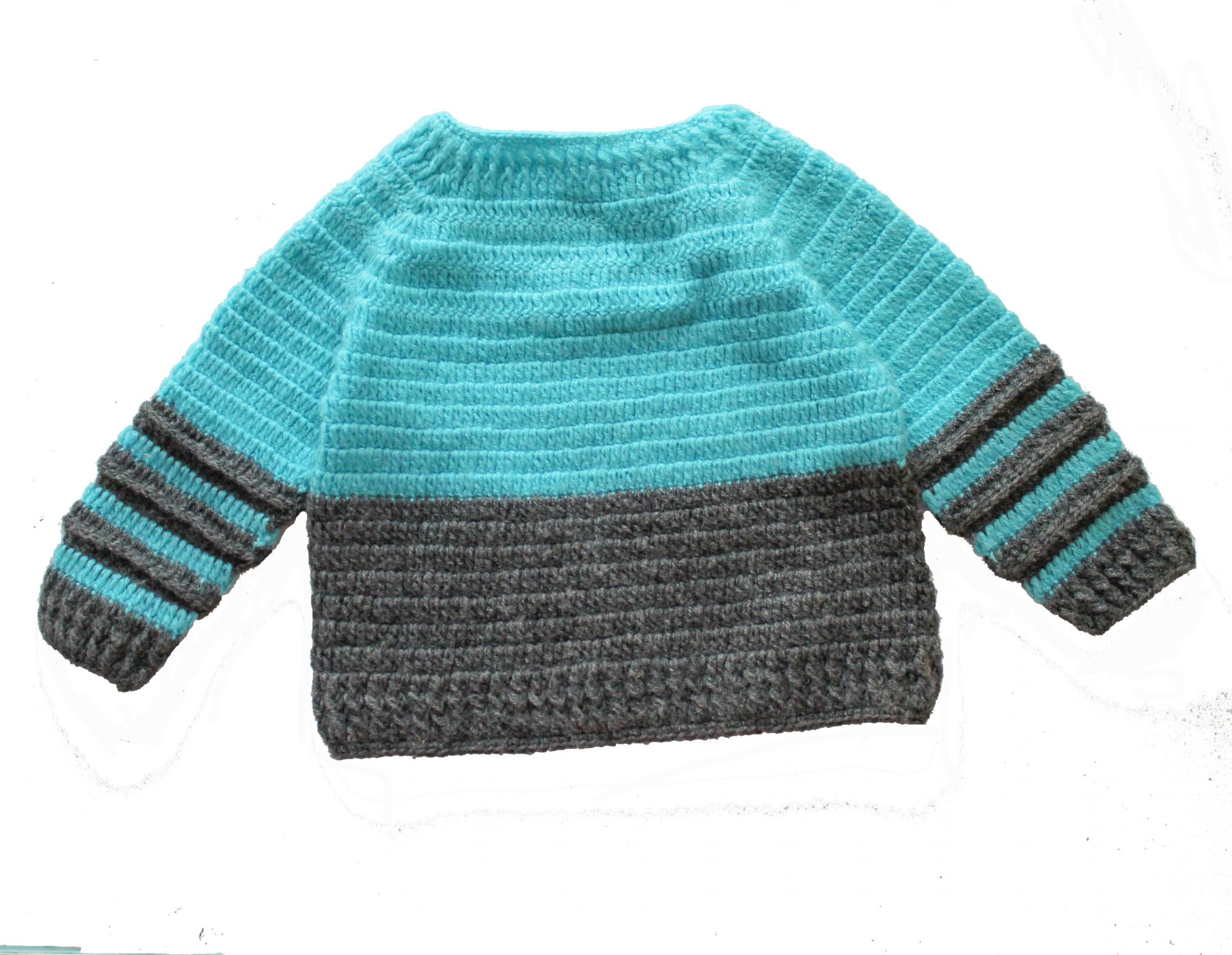 Woonie Handmade Blue and Grey Sweater for Kids