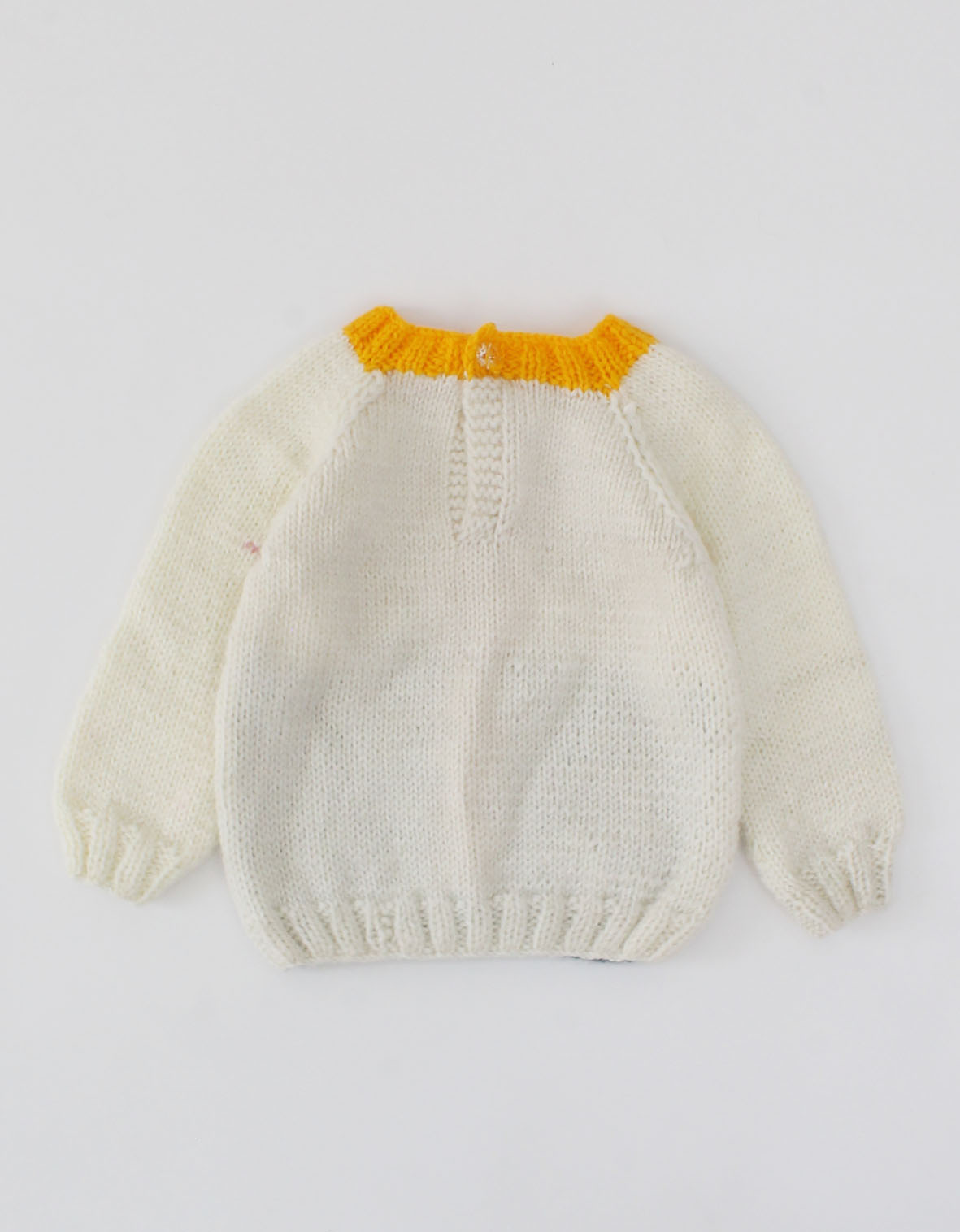 Woonie Handmade Full Sleeves Cable Design Coloublocked Sweater-Cream