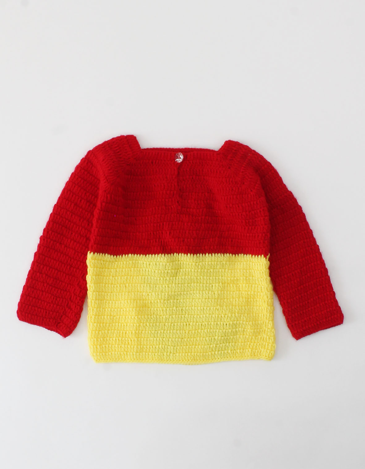 Woonie Handmade Full Sleeves Frog Design Dual Colour Sweater-Red