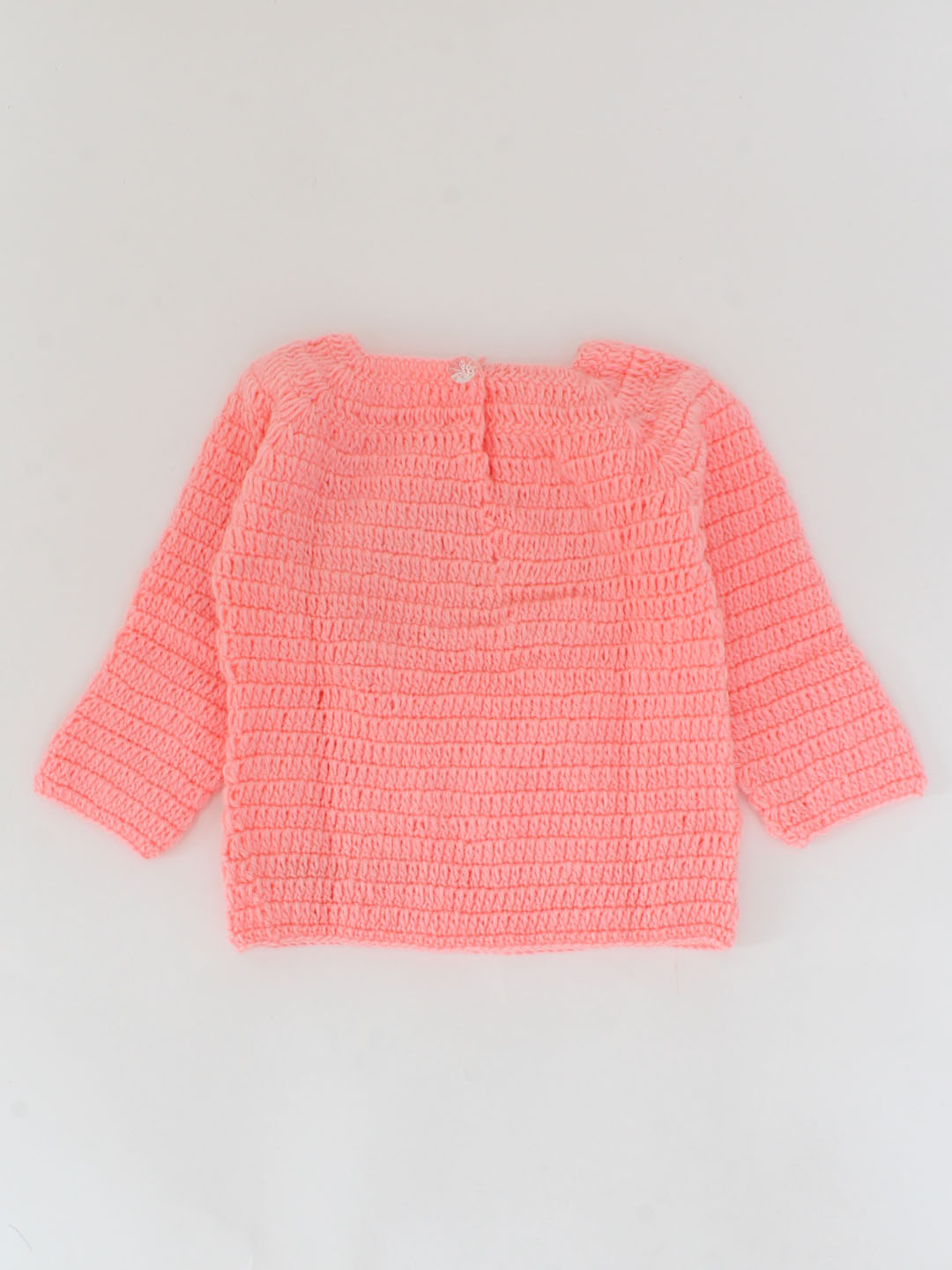 Woonie Full Sleeves Handmade Rainbow Detailing Sweater - Peach