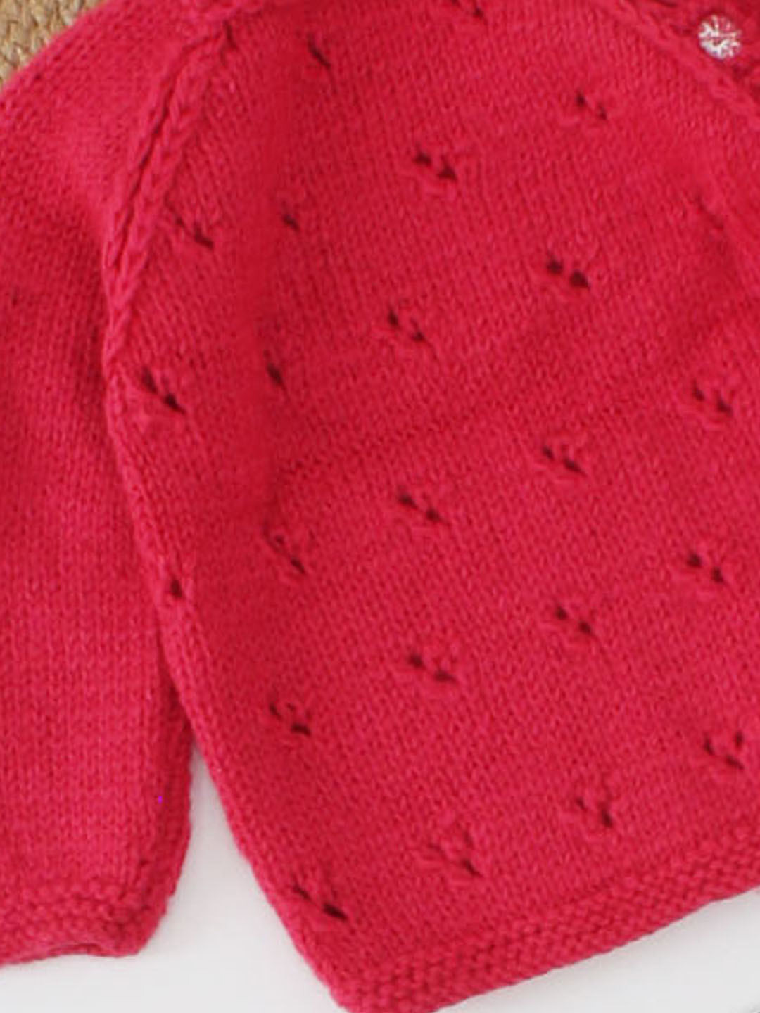 Woonie Handmade Full Sleeves Self Design Side Buttoned Sweater-Dark Pink