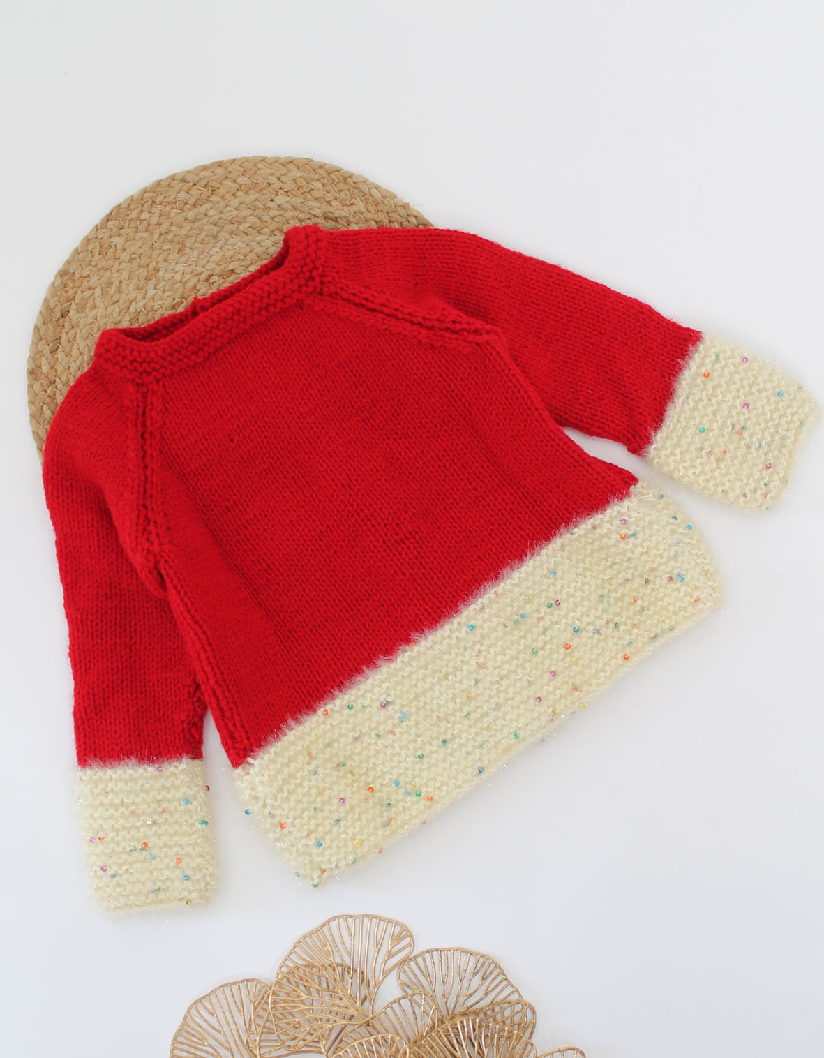 Woonie Handmade Self Design Cardigan With Raglan Sleeves-Red