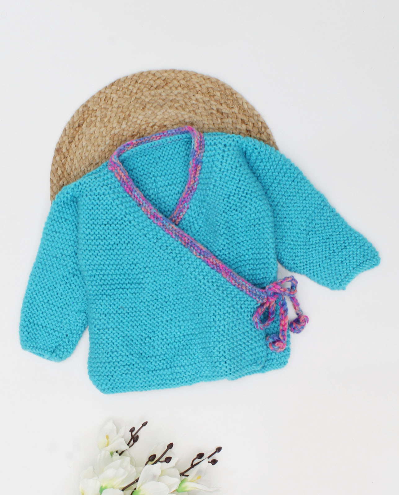 Woonie Handmade Full Sleeves Angrakha Style Cardigan-Blue