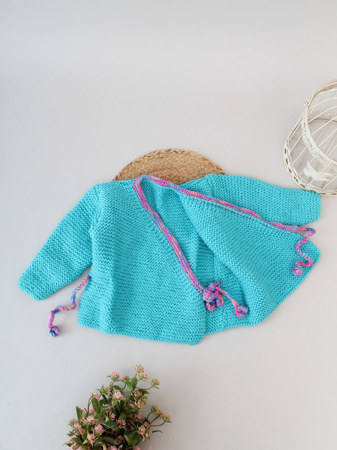 Woonie Handknitted Angrakha Pattern Sweater-Blue