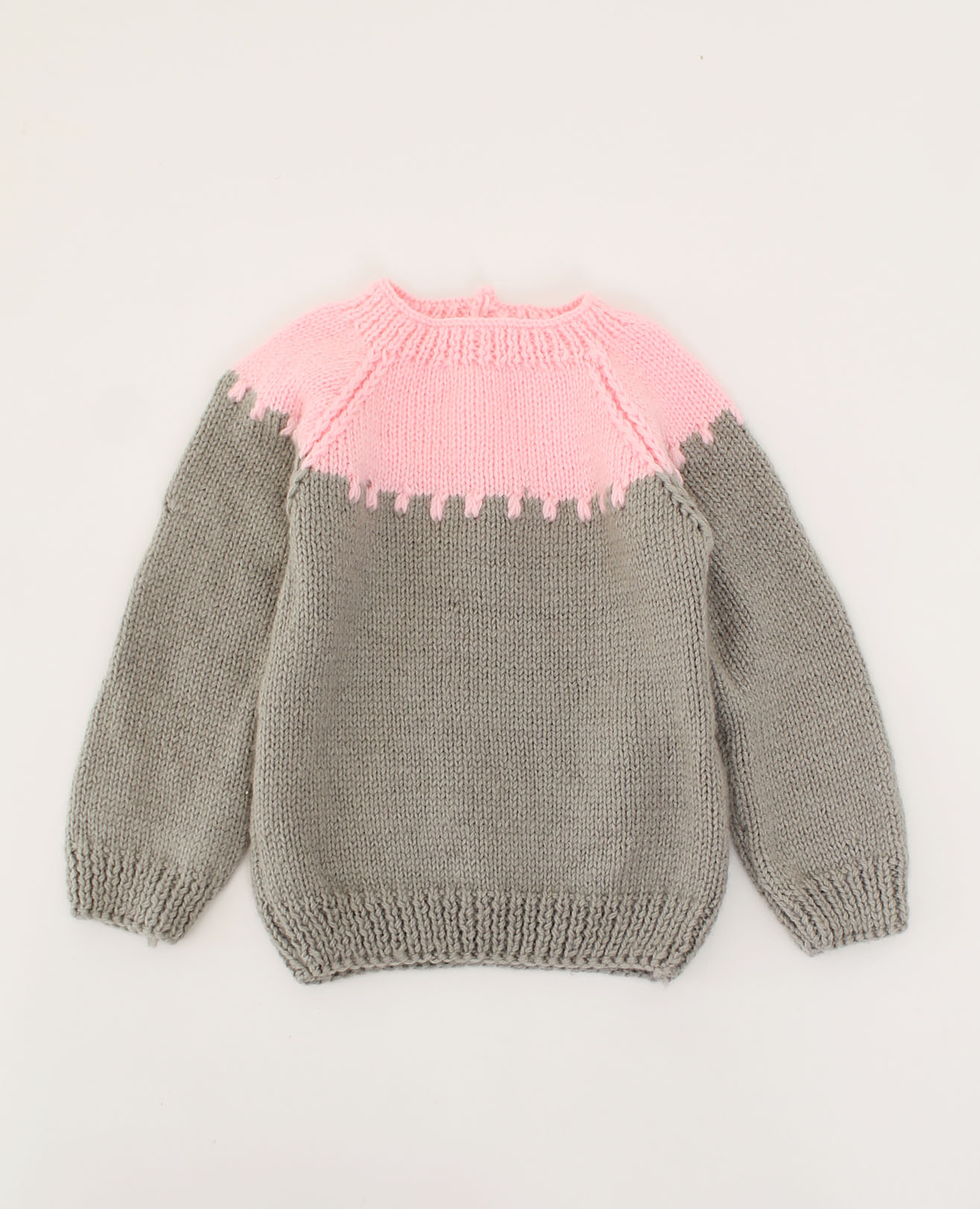 Woonie Handmade Full Reglan Sleeves Self Design Dual Colour Sweater-Grey