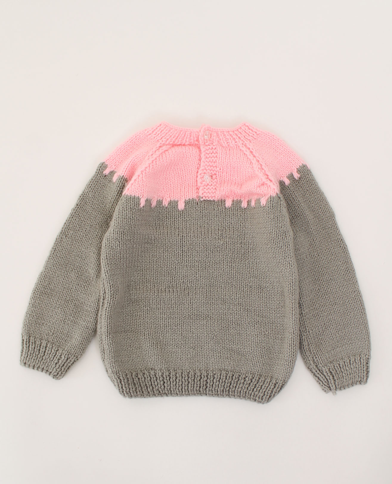 Woonie Handmade Full Reglan Sleeves Self Design Dual Colour Sweater-Grey