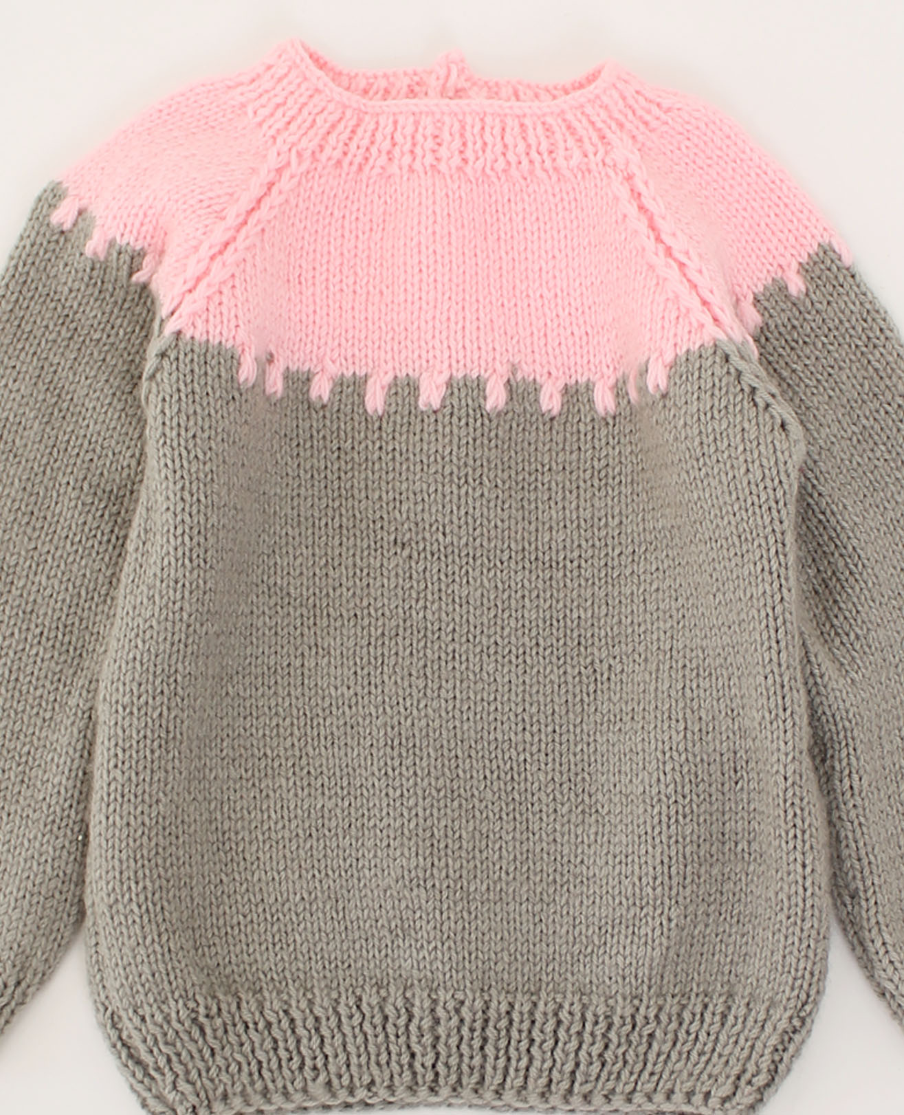 Woonie Handmade Full Reglan Sleeves Self Design Dual Colour Sweater-Grey