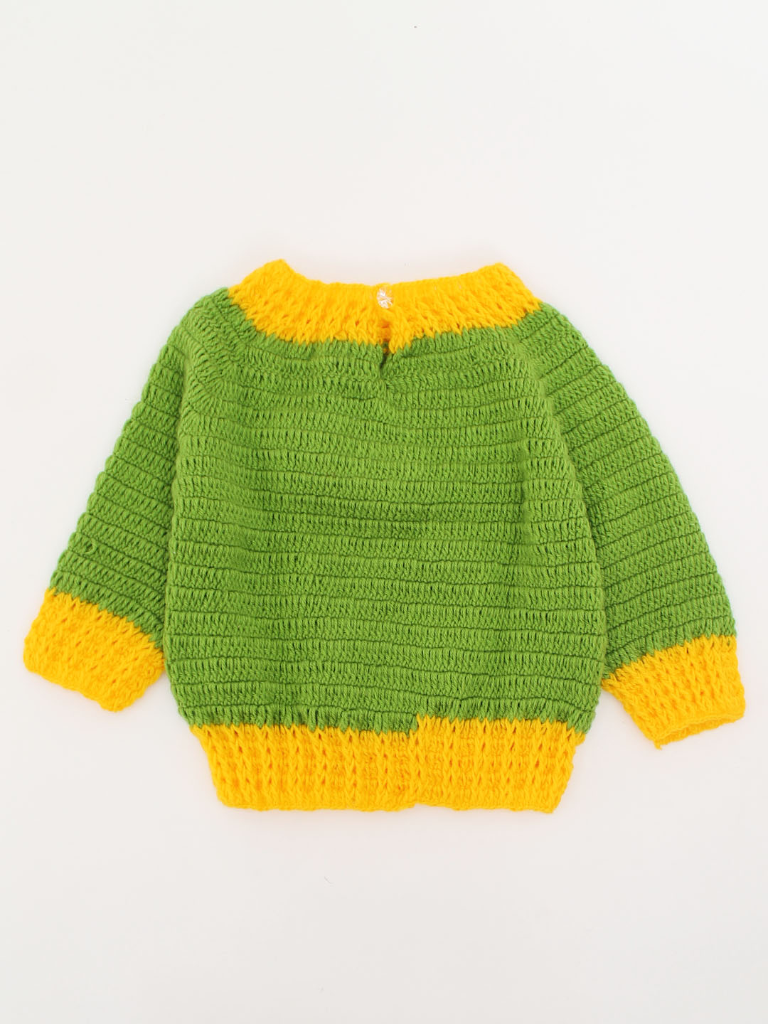 Woonie Handmade Full Sleeves Crochet Star Applique Sweater-Green