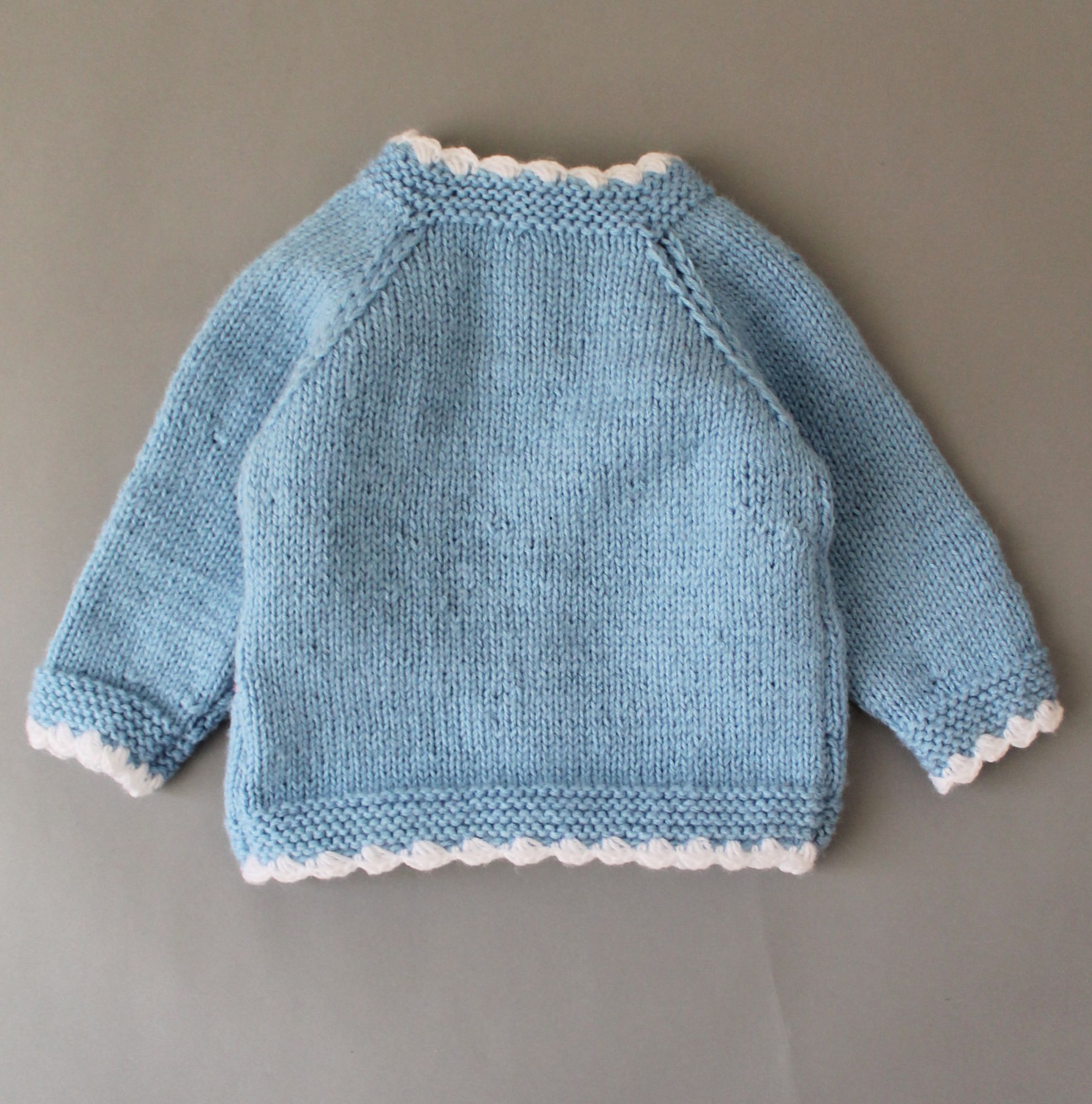 Woonie Knitted Full Sleeves Boarder Detailed Rainbow And Clouds Applique Cardigan - Blue