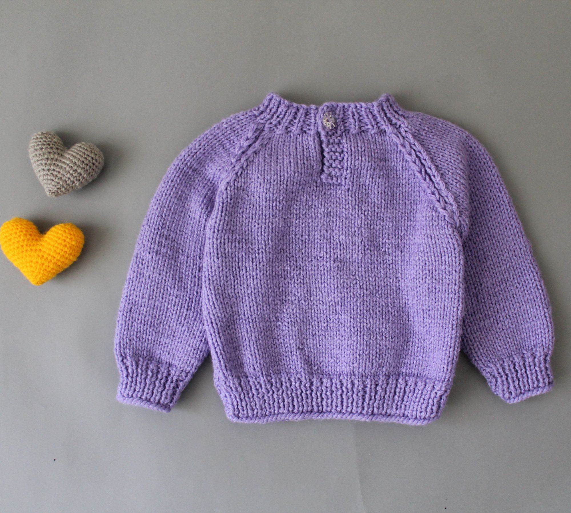 Woonie Handmade Full Sleeves Floral Embroidered Knitted Pullover Sweater - Purple