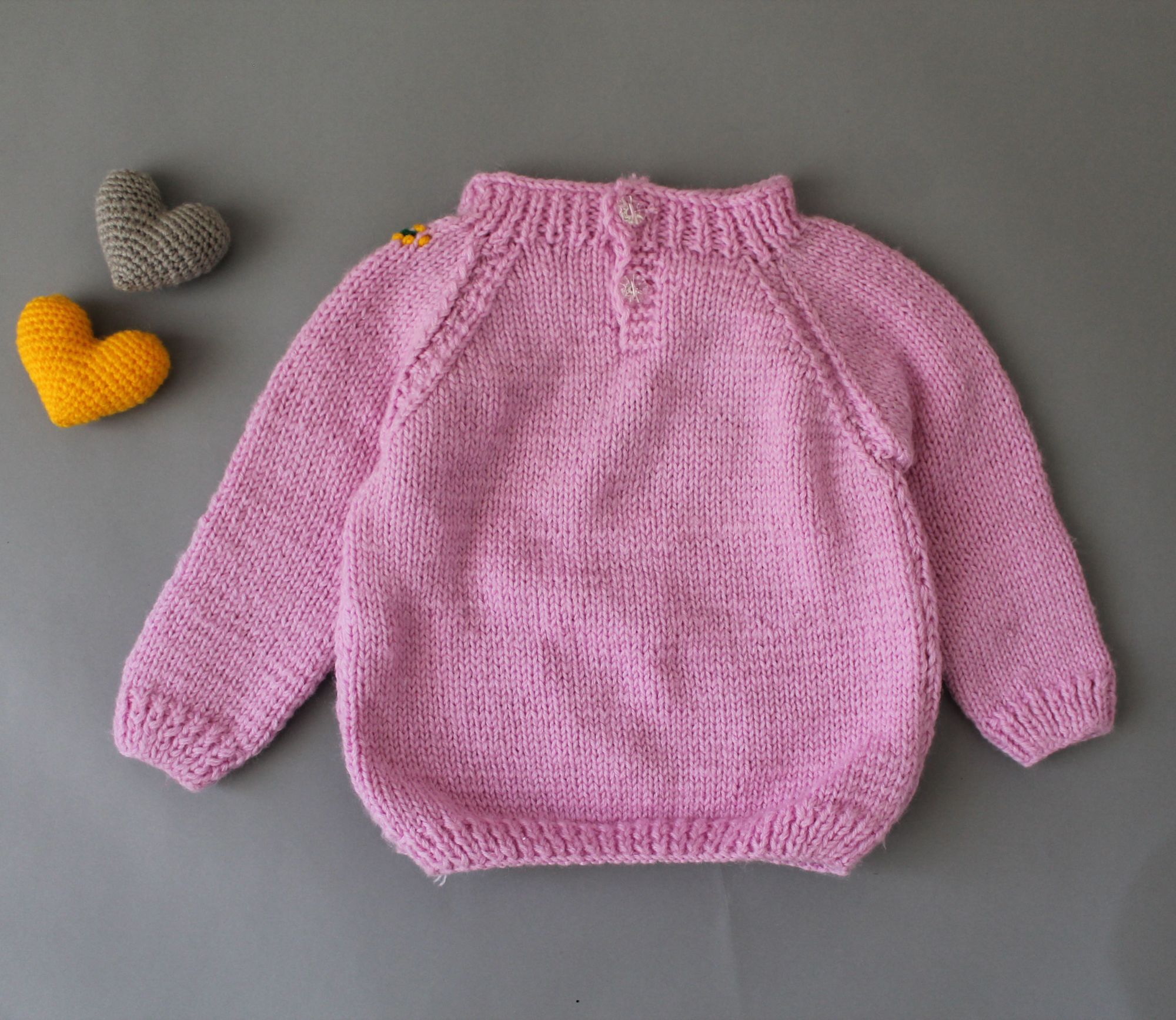 Woonie Handmade Full Sleeves Floral Embroidered Knitted Pullover Sweater - Mauve