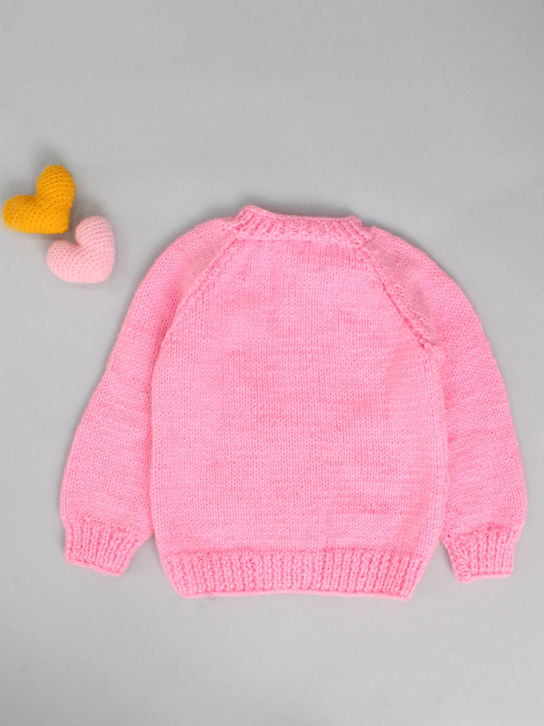 Woonie Handmade Full Sleeves Sunflower Applique Design Detailed Sweater - Pink