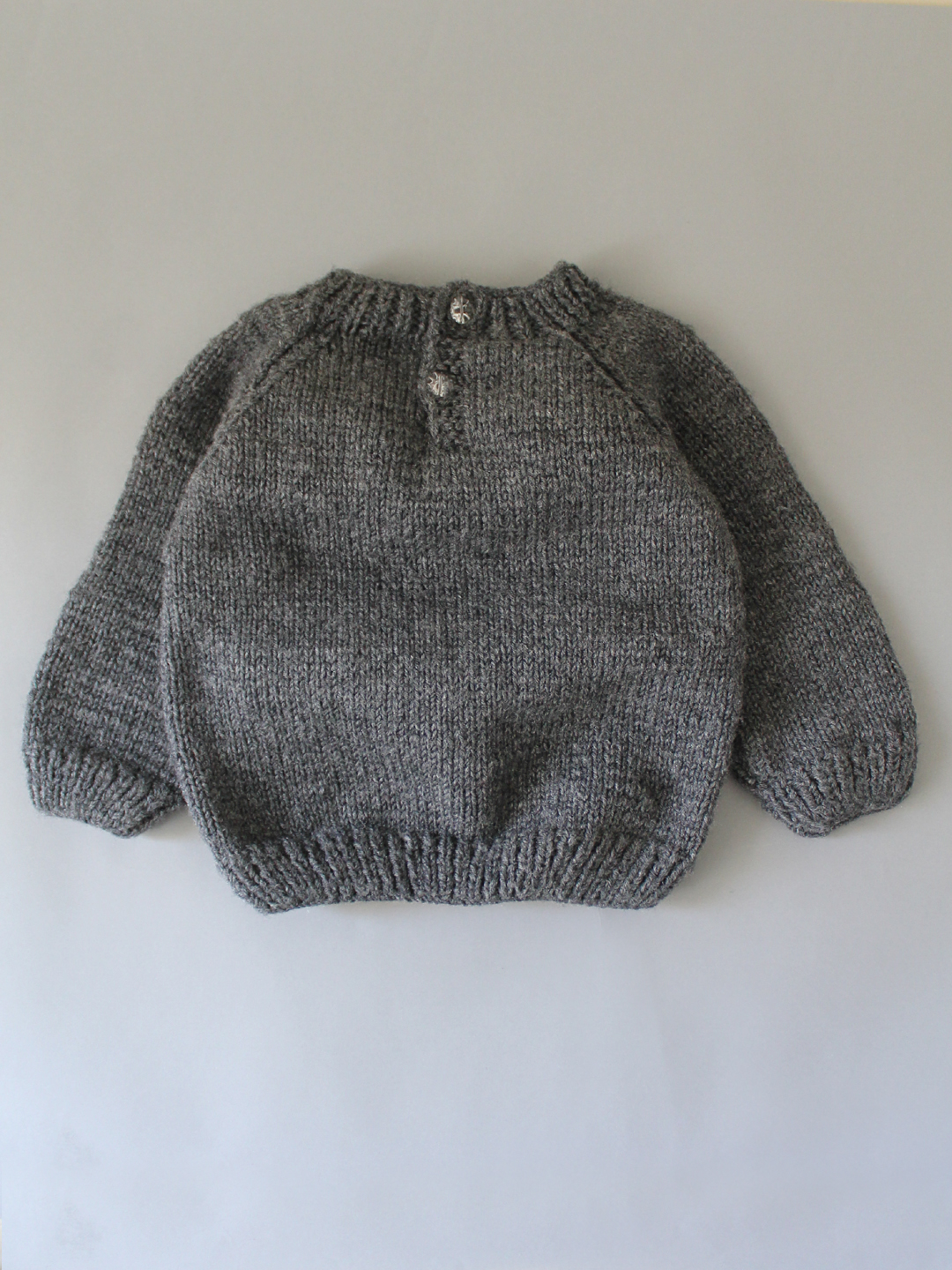 Woonie Handmade Full Raglan Sleeves Dandelion Knitted Embroidered Sweater - Grey