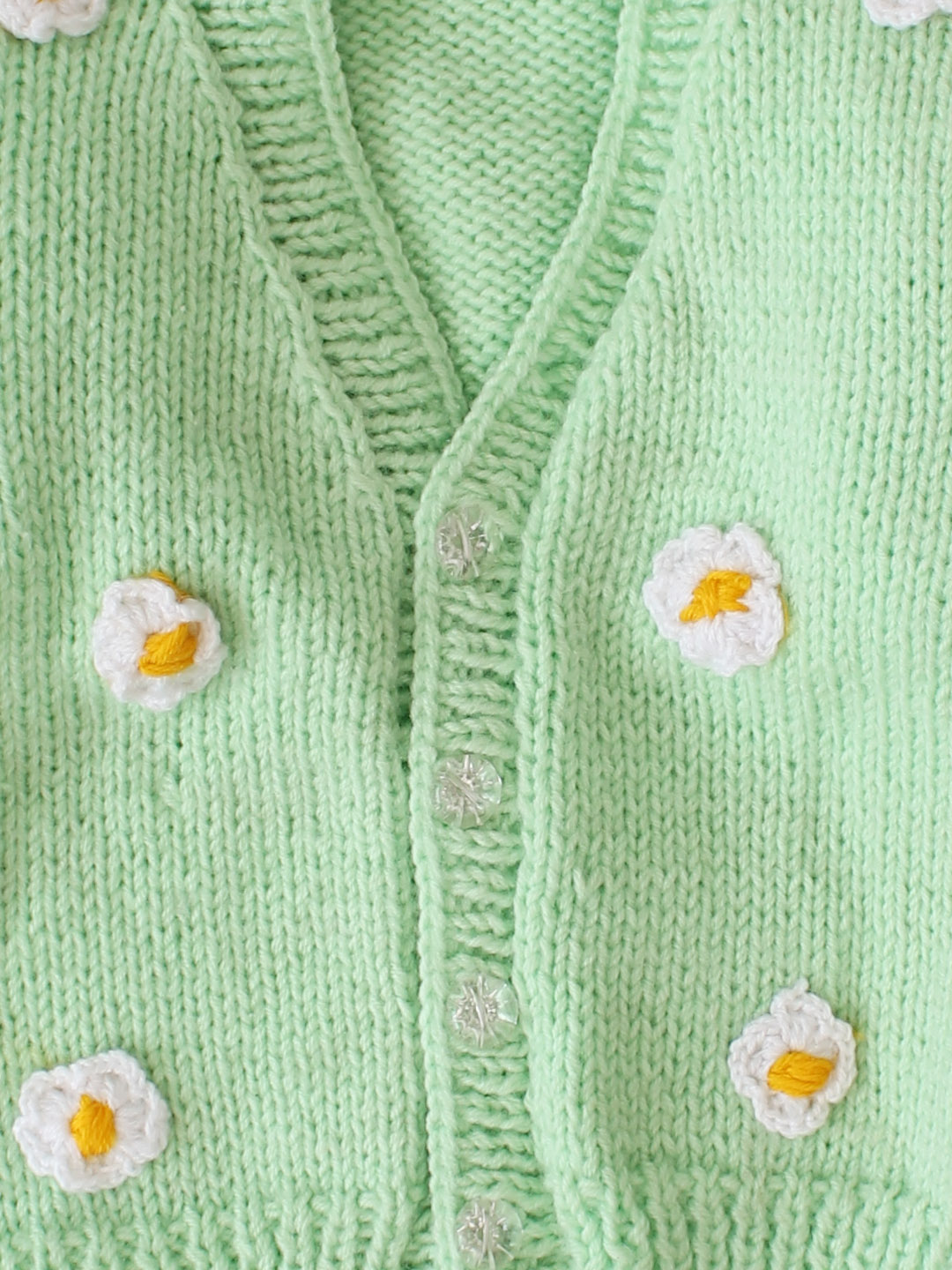 Woonie Handknitted Daisy Cardigan- Green