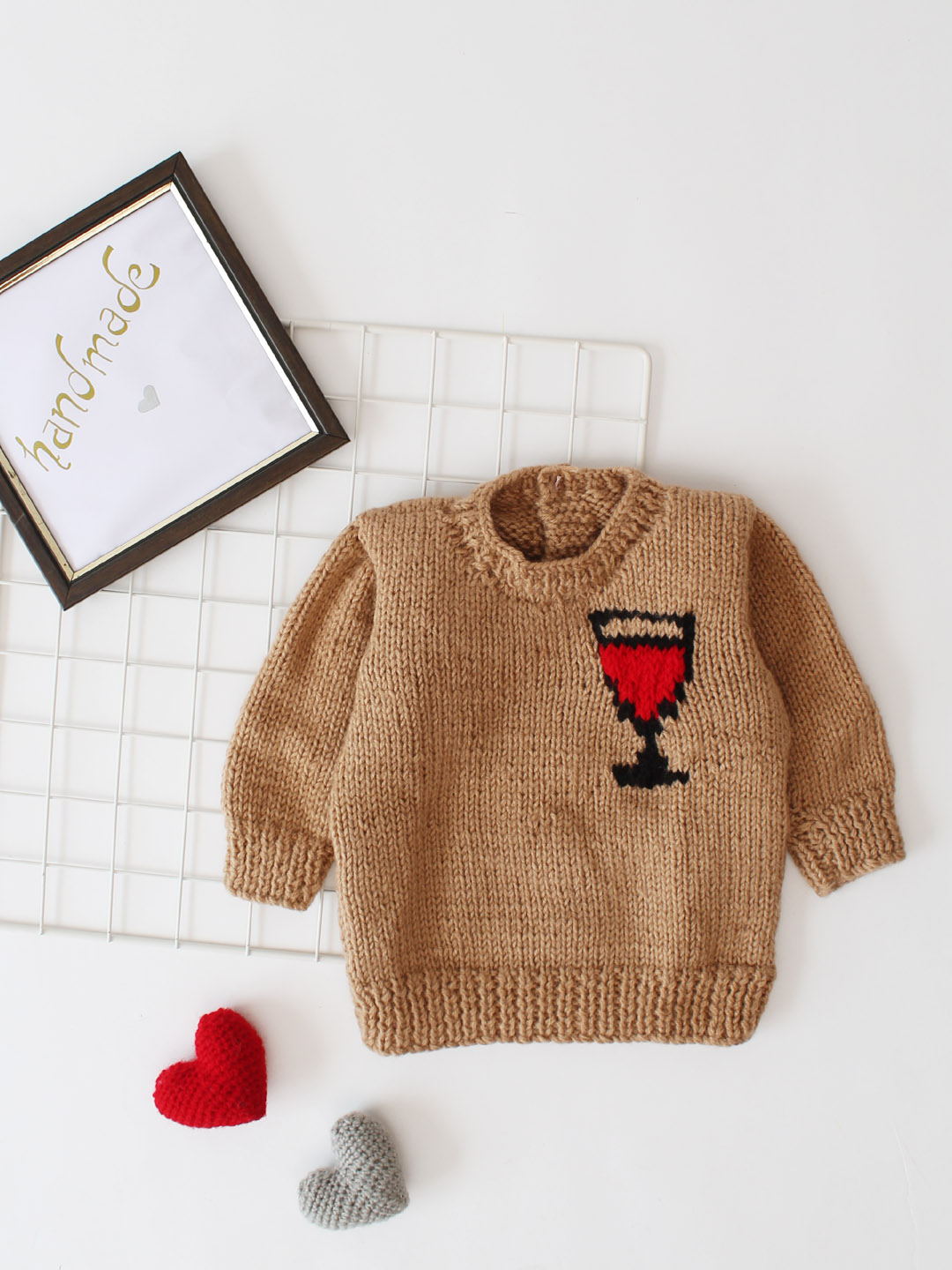 Woonie Intarsia Glass Design Sweater- Brown
