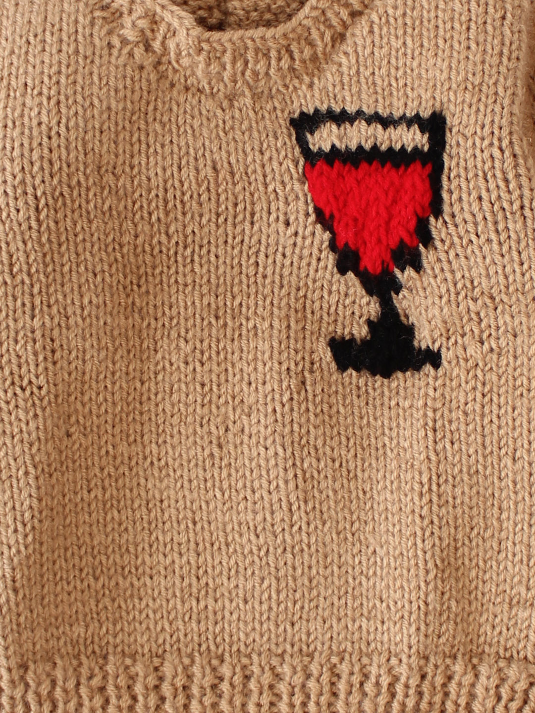 Woonie Intarsia Glass Design Sweater- Brown