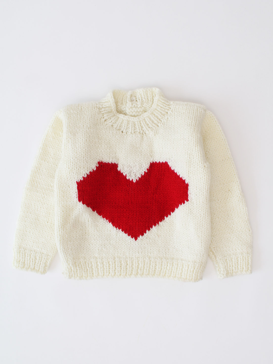 Woonie Intarsia Heart Design Sweater- Cream