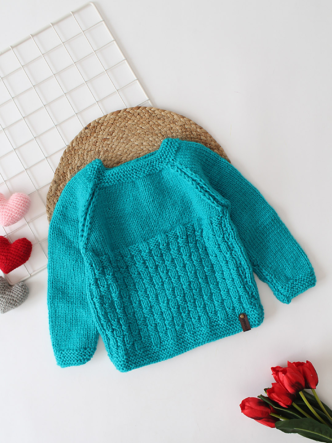 Woonie Self Design Sweater- Green