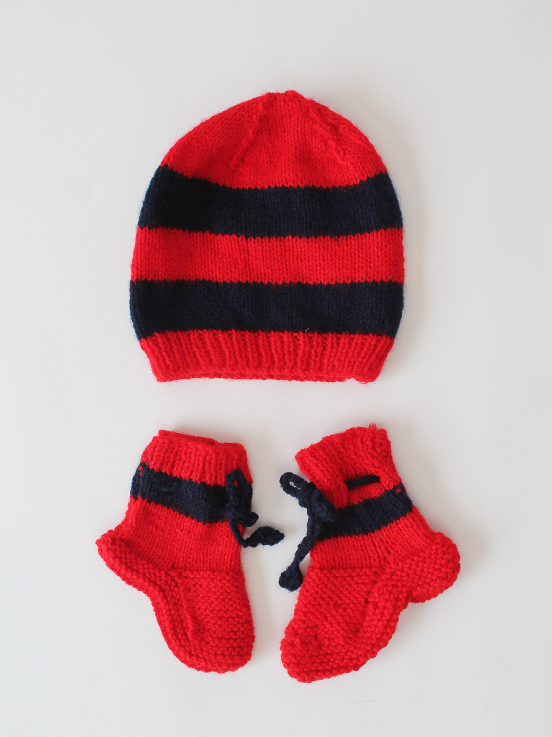 Woonie Striped Sleeve Sweater Set- Red
