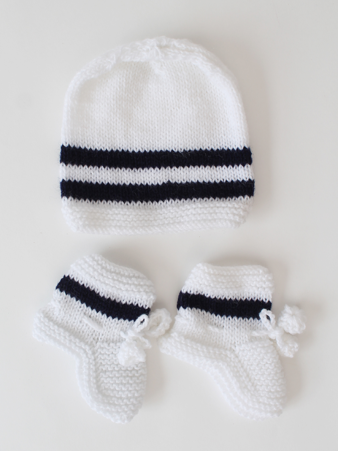 Woonie Striped Sleeve Sweater Set- Navy