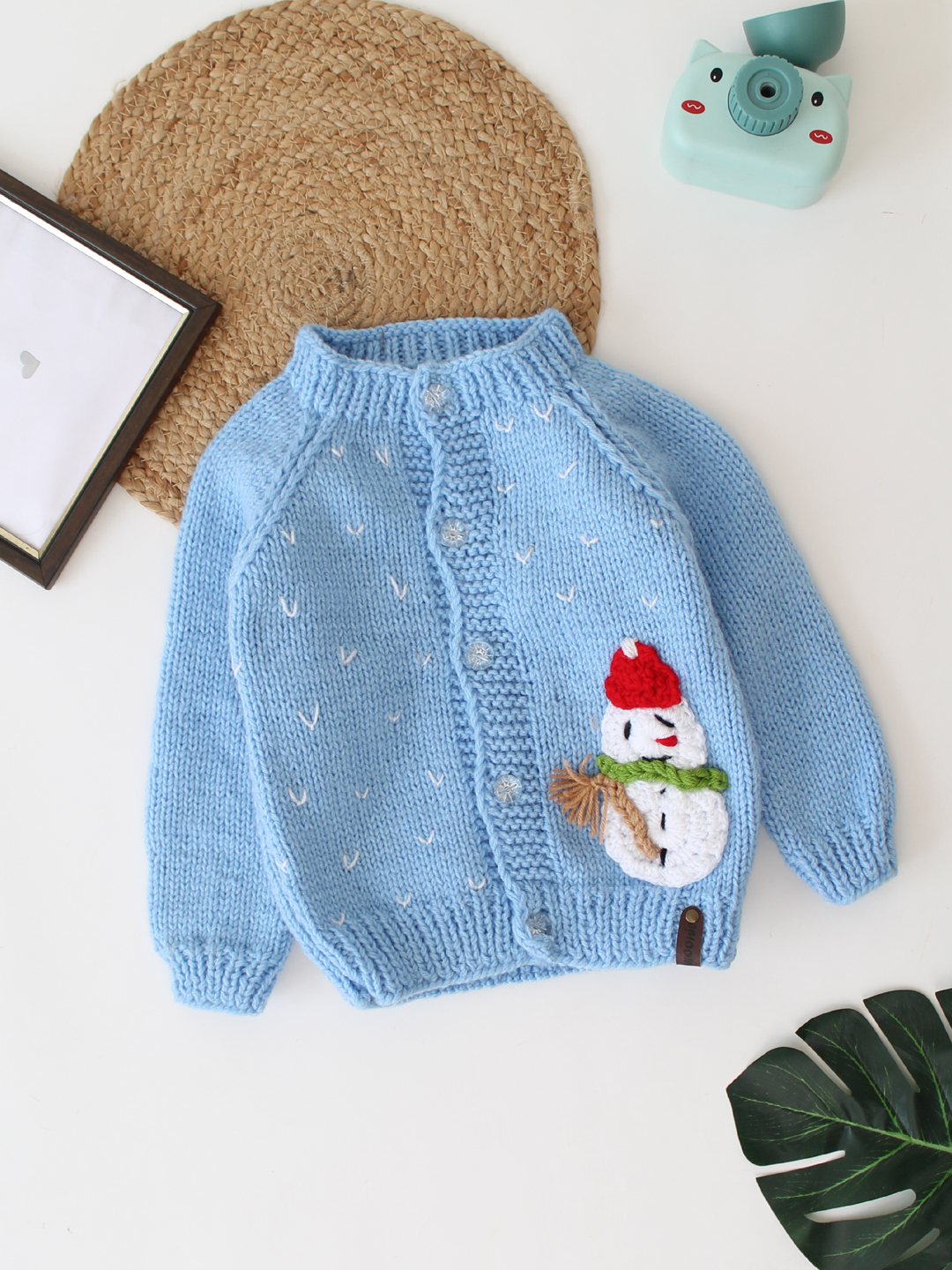 Woonie Snowman Design Pullover- Blue