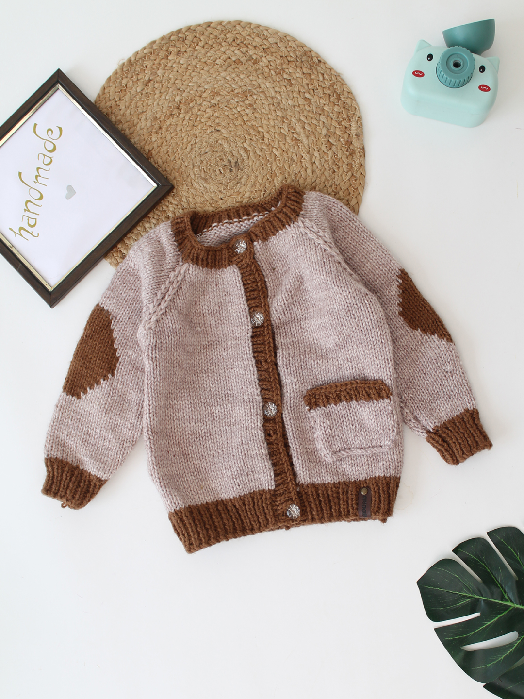 Woonie Pocket Detail Cardigan-Beige