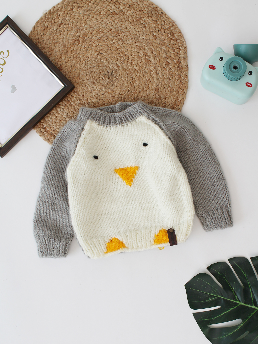 Woonie Penguin Design Pullover- Cream