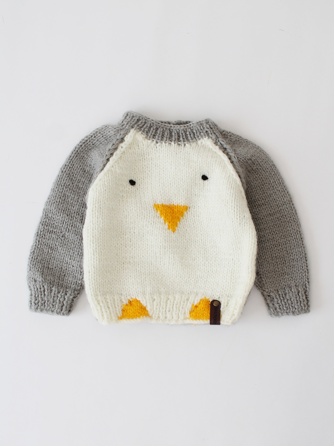 Woonie Penguin Design Pullover- Cream