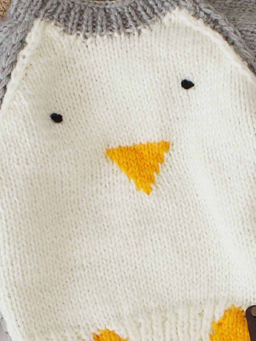 Woonie Penguin Design Pullover- Cream