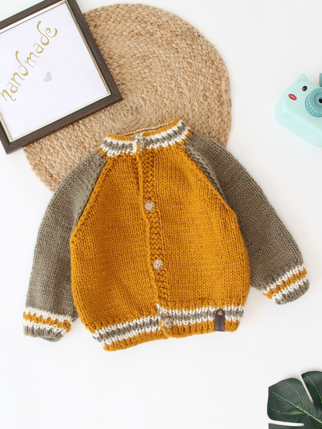 Woonie Raglan Sleeve Cardigan- Mustard