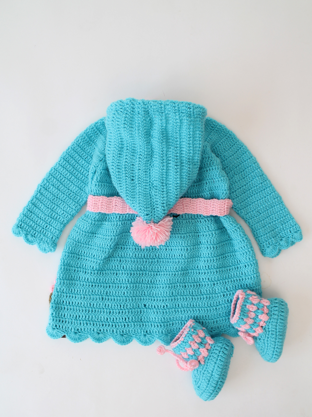 Woonie Hooded Cardigan with Icecream cone Appliques- Blue