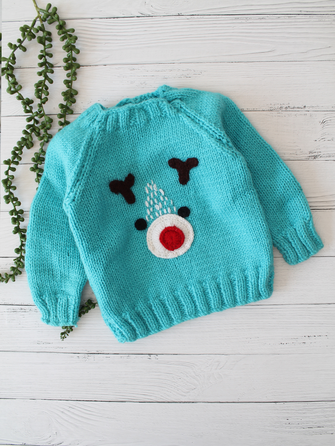 Woonie Reindeer Sweater- Blue