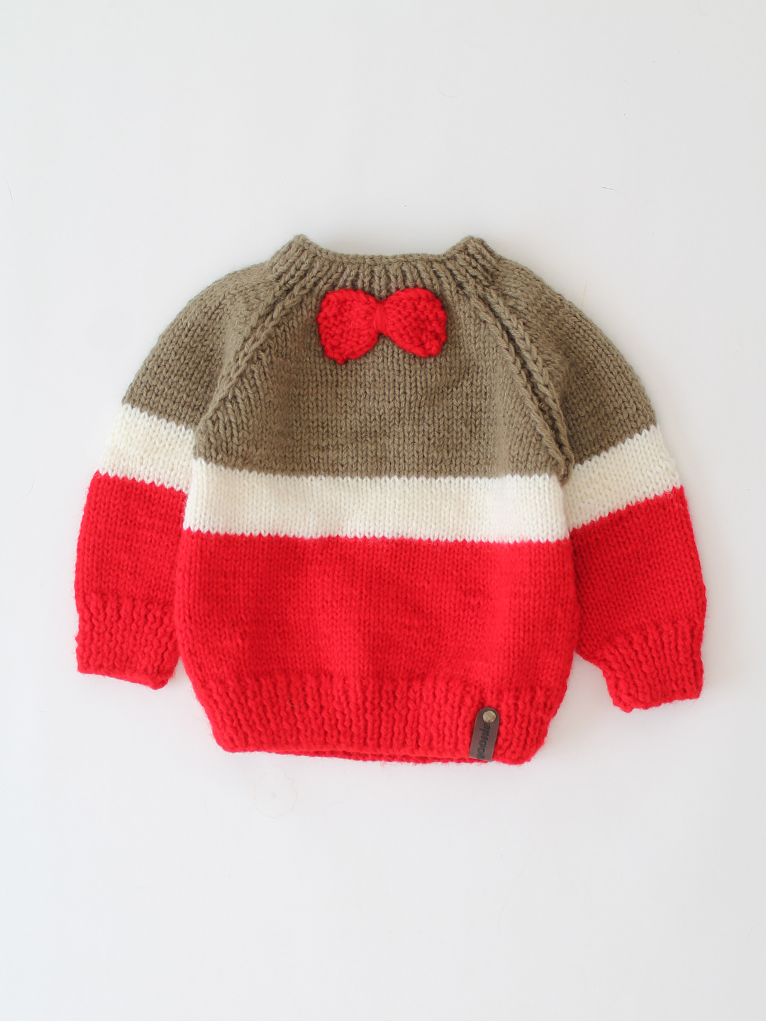 Woonie Bow Detail Pullover- Red