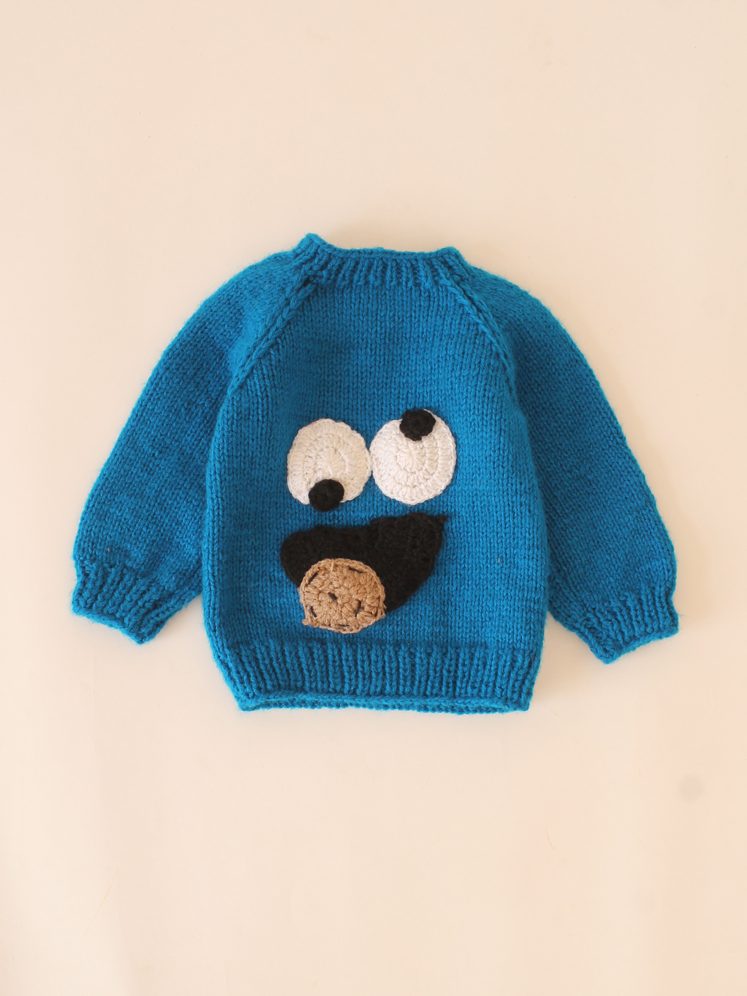 Handknitted Crazy Eyes Sweater - Blue