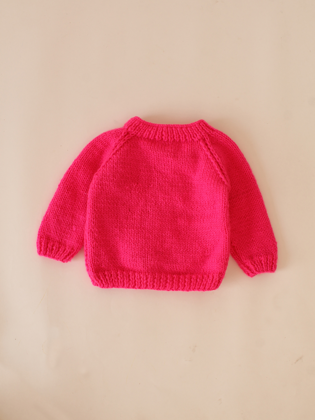 Woonie Handknitted Self Design Hot Pink Sweater for Infants -Hot Pink