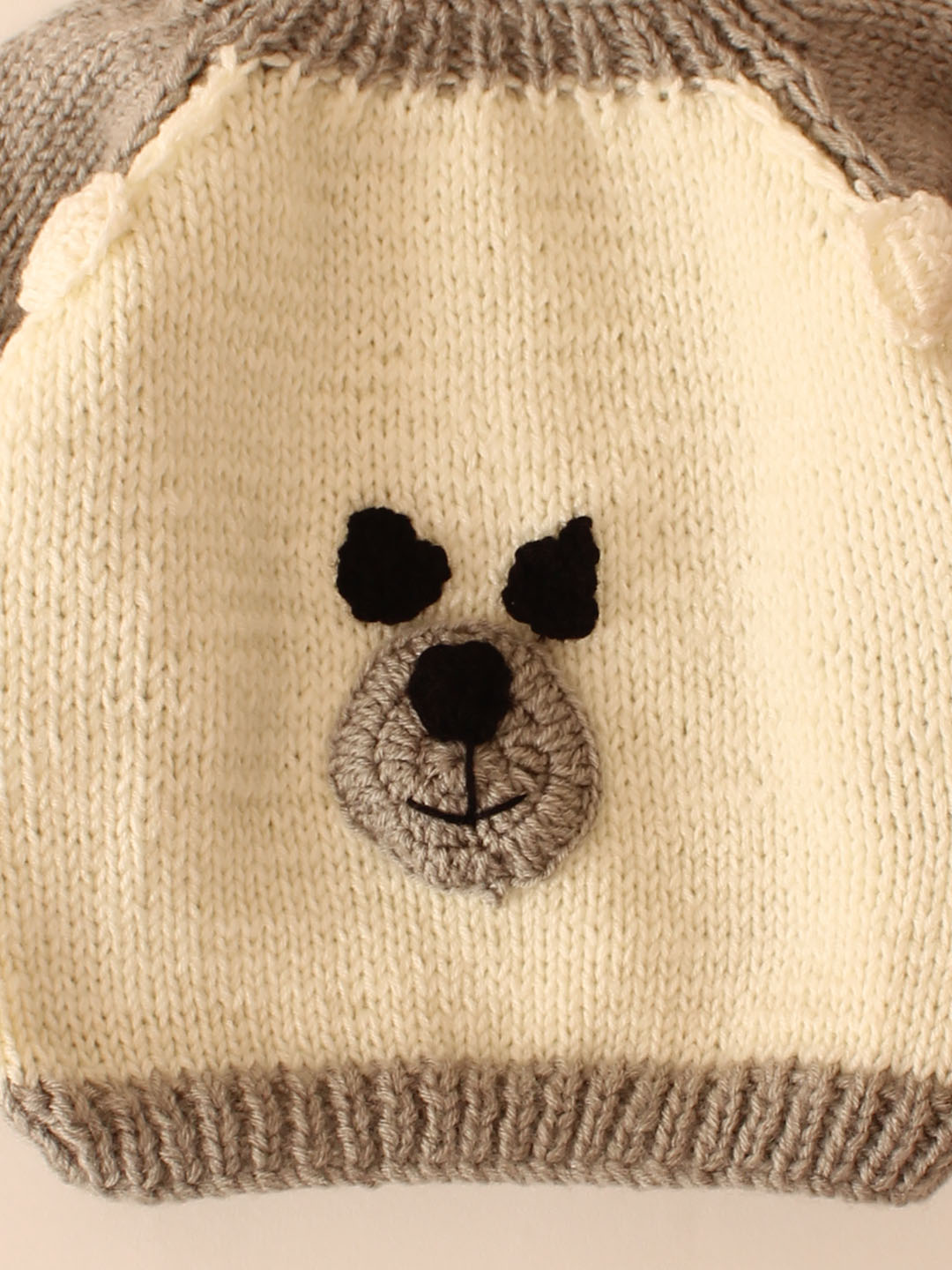 Woonie Handknitted Bear Pullover- Grey