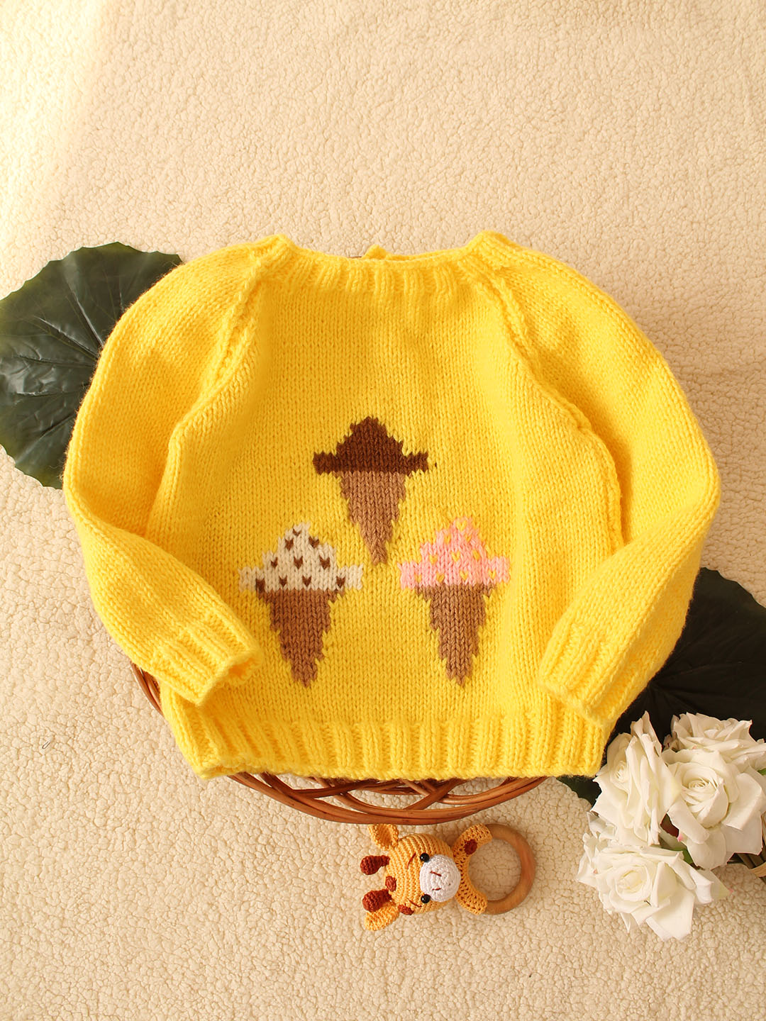 Woonie Handknitted Icecream Sweater- Yellow