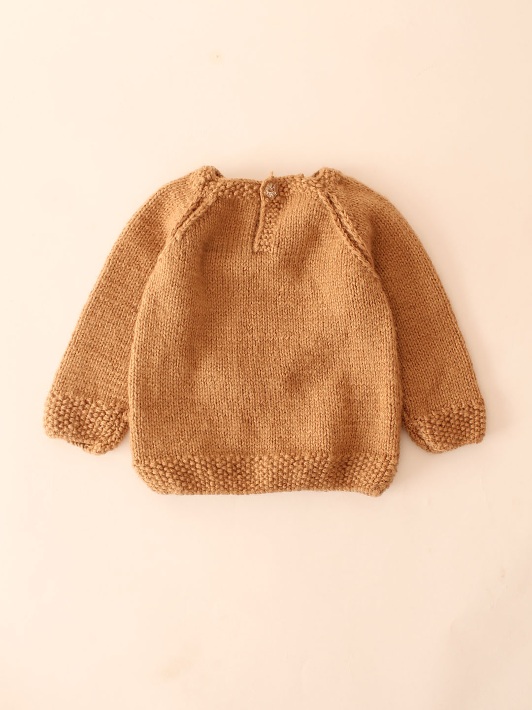 Woonie Handknitted Love Text Sweater- Beige
