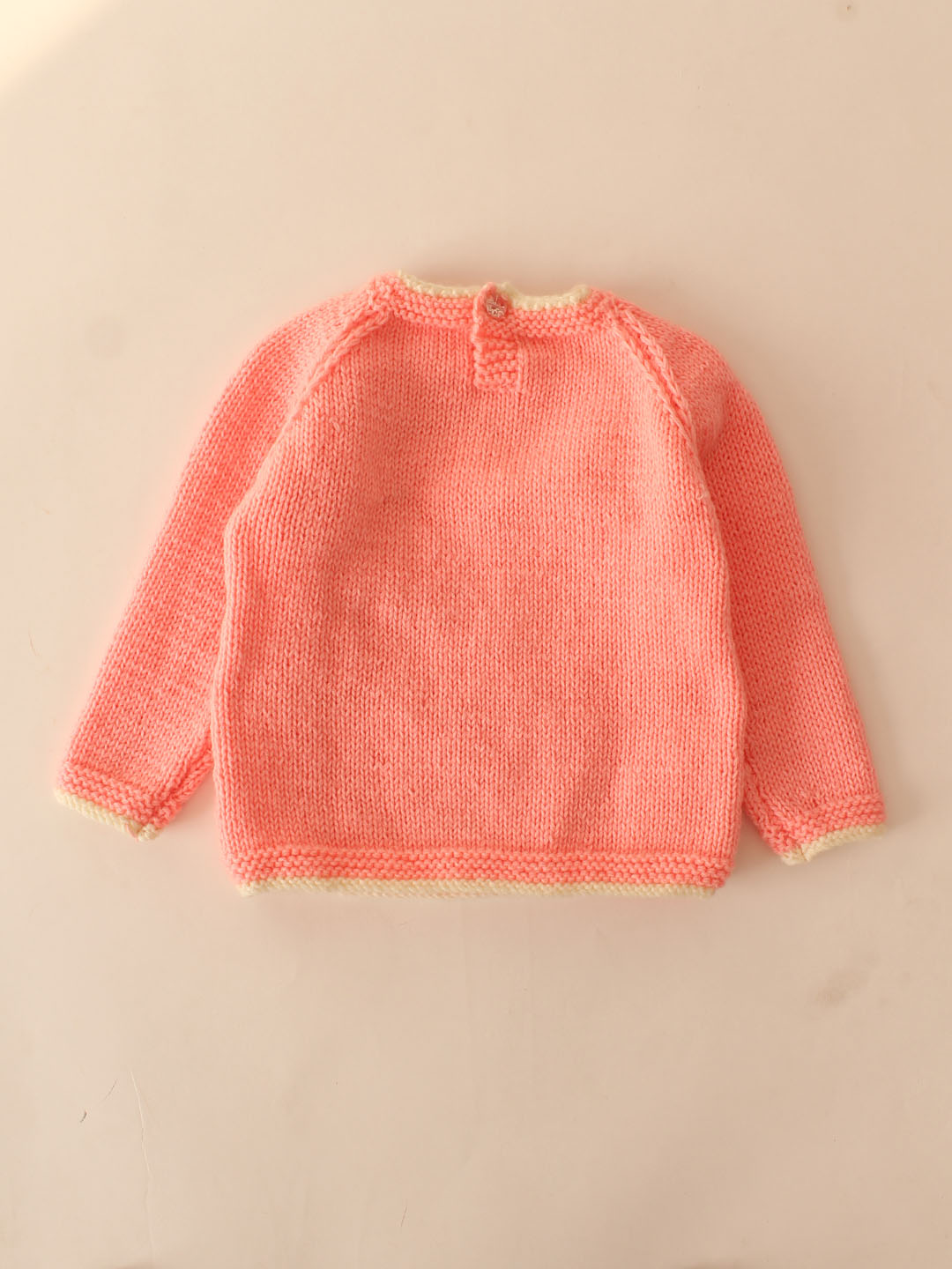 Woonie Handknitted Heart Design Sweater- Peach