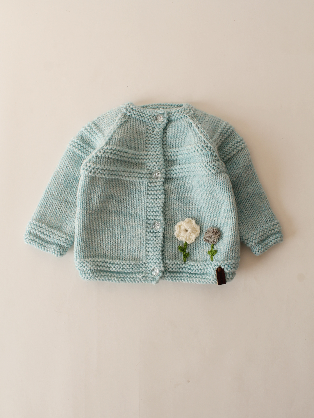 Woonie Handknitted Self Design Cardigan-Blue