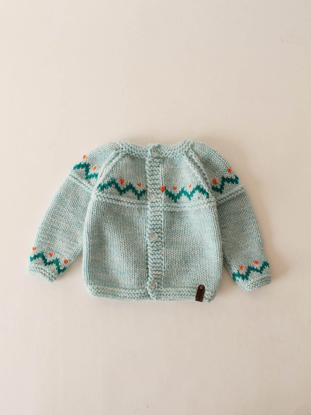 Woonie Handknitted Self Design Cardigan-Blue