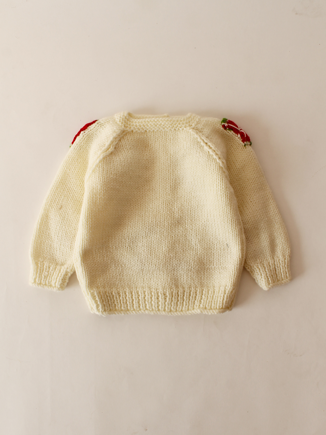 Woonie Handknitted Walermelon Applique Cardigan-Cream