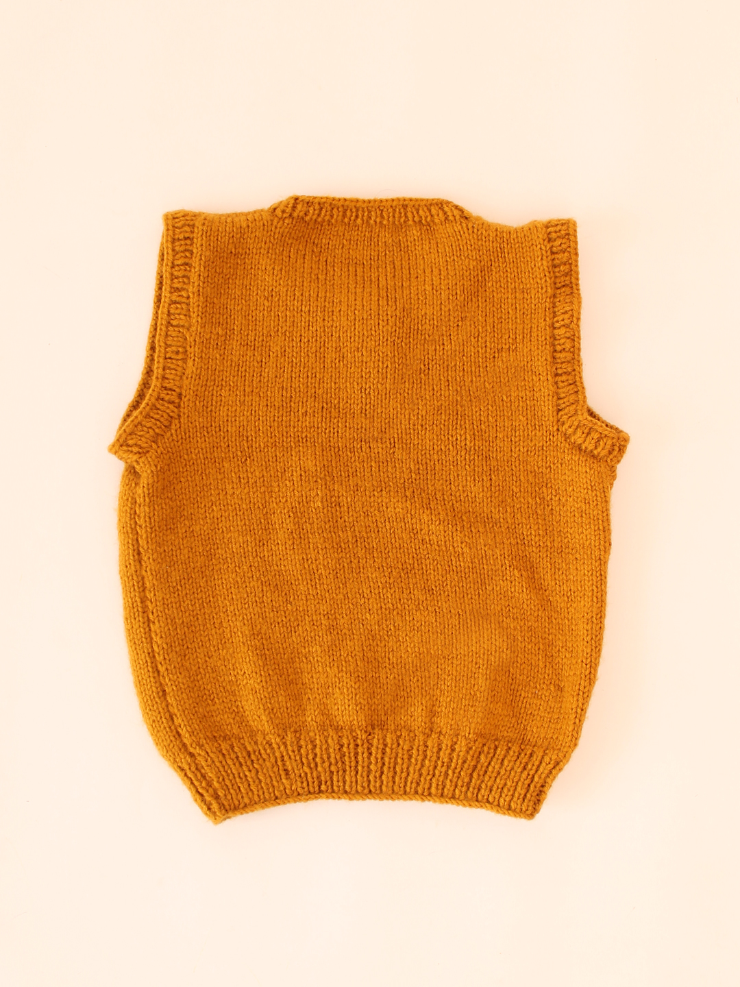 Woonie Handknitted Self Design Sweater Vest-Mustard