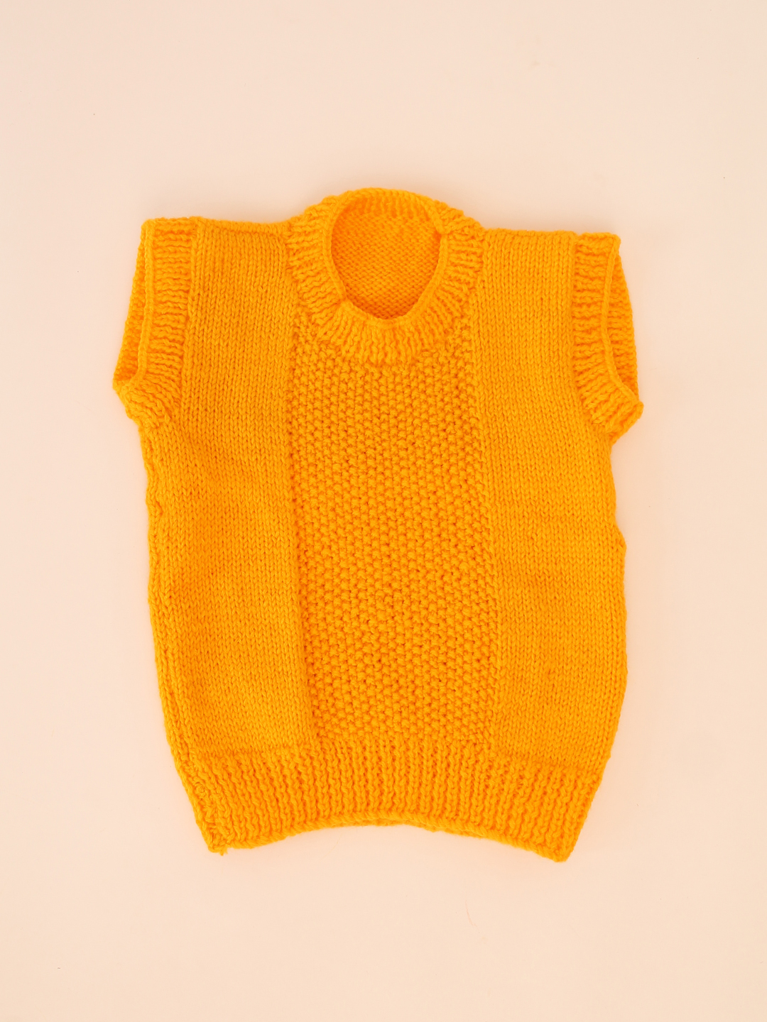 Woonie Handknitted Self Design Sweater Vest-Orange