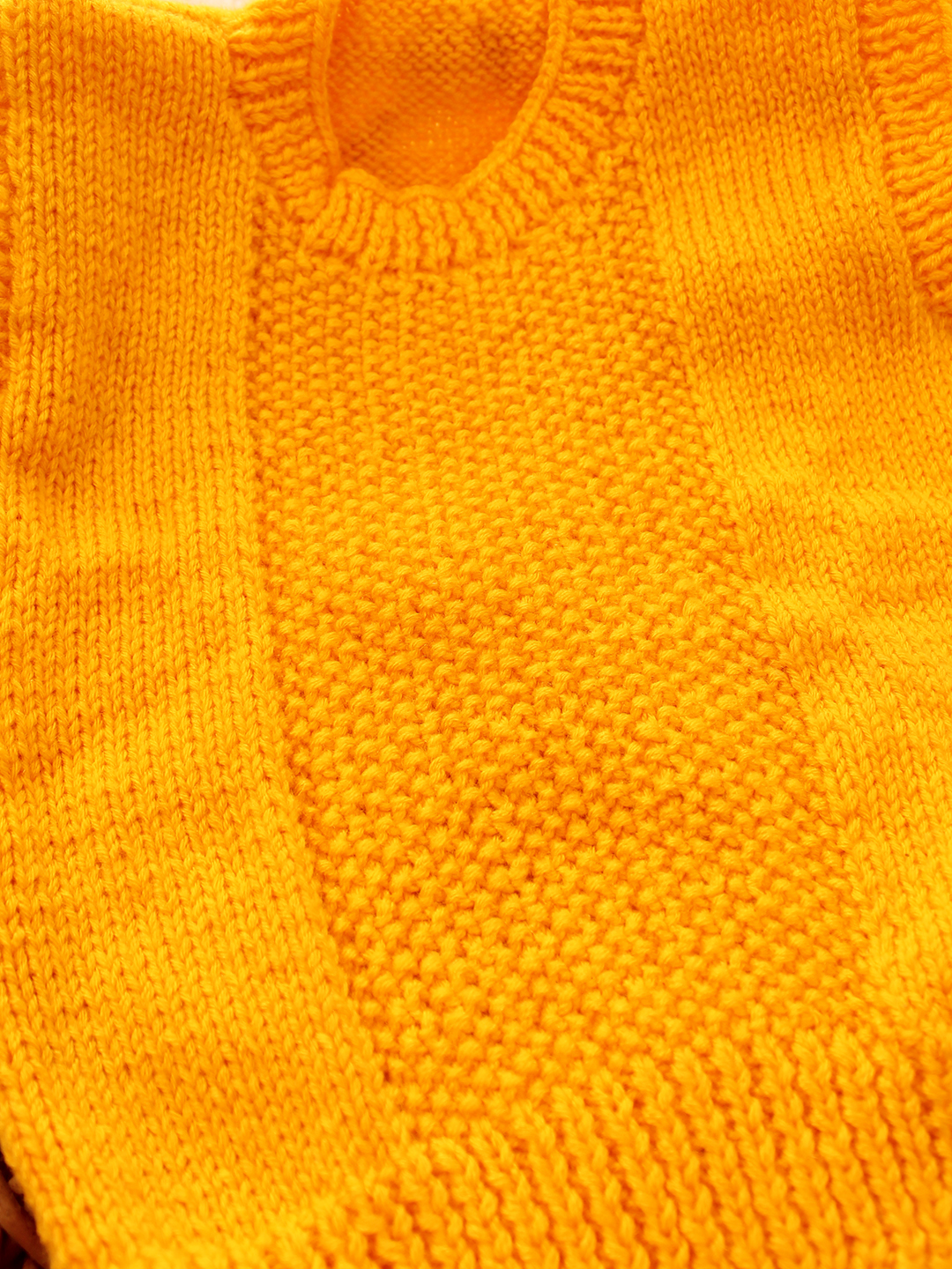 Woonie Handknitted Self Design Sweater Vest-Orange