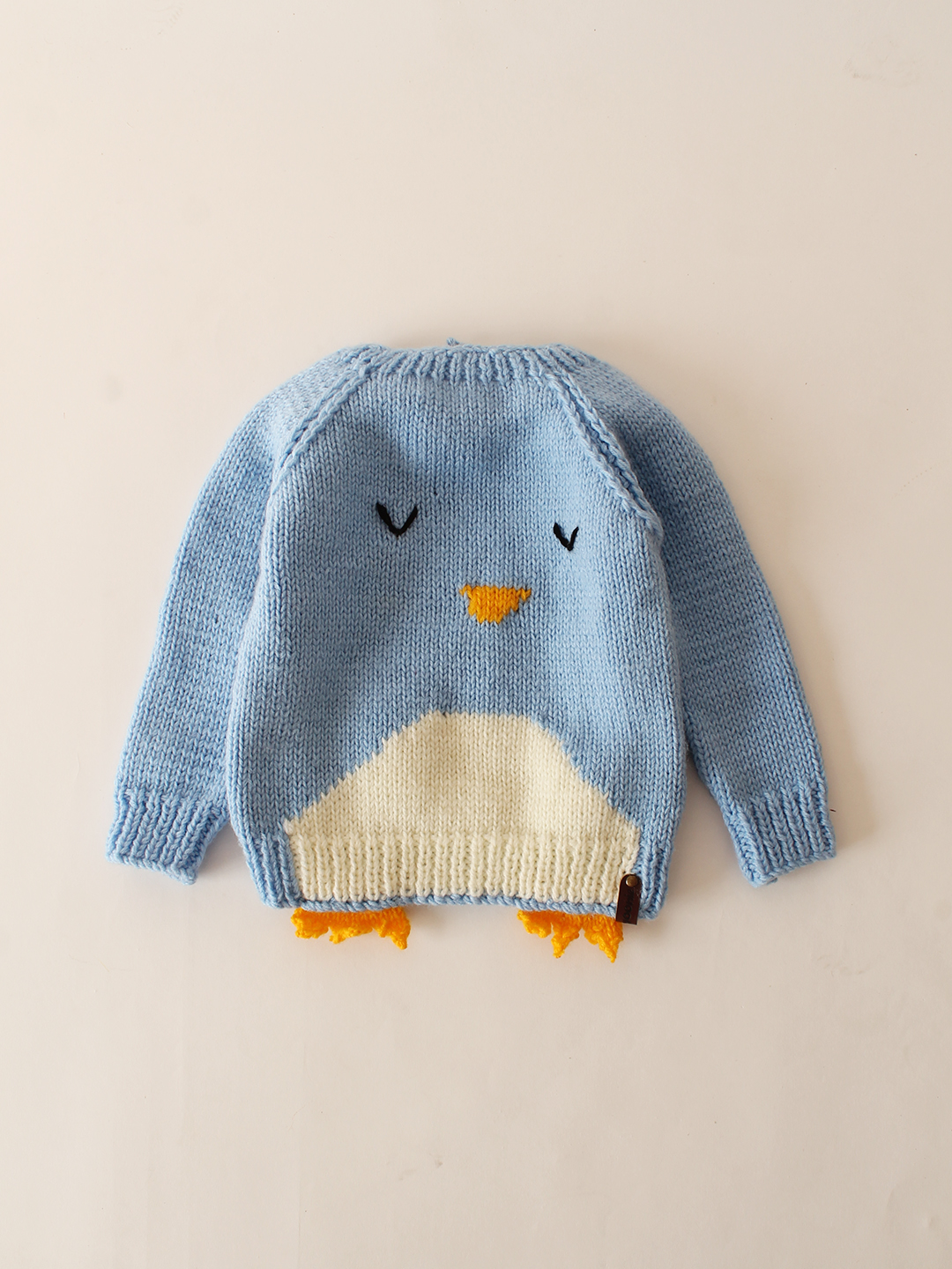 Woonie Handknitted Penguin Design Pullover-Blue