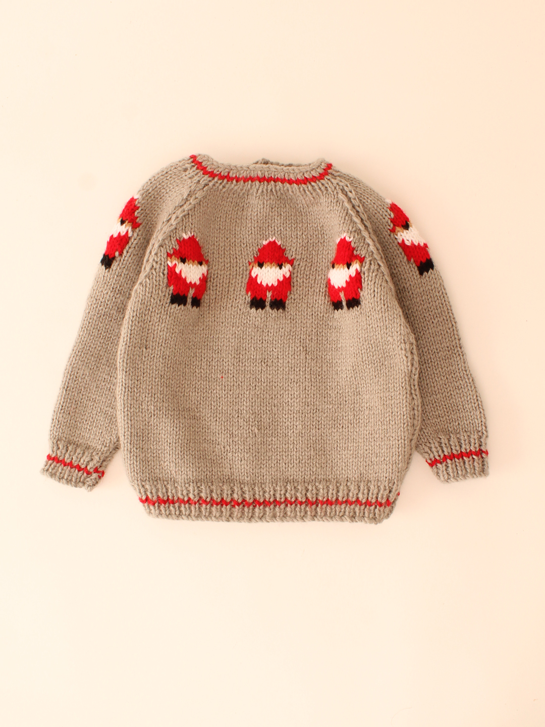Woonie Handknitted Santa Design Christmas Pullover-Grey